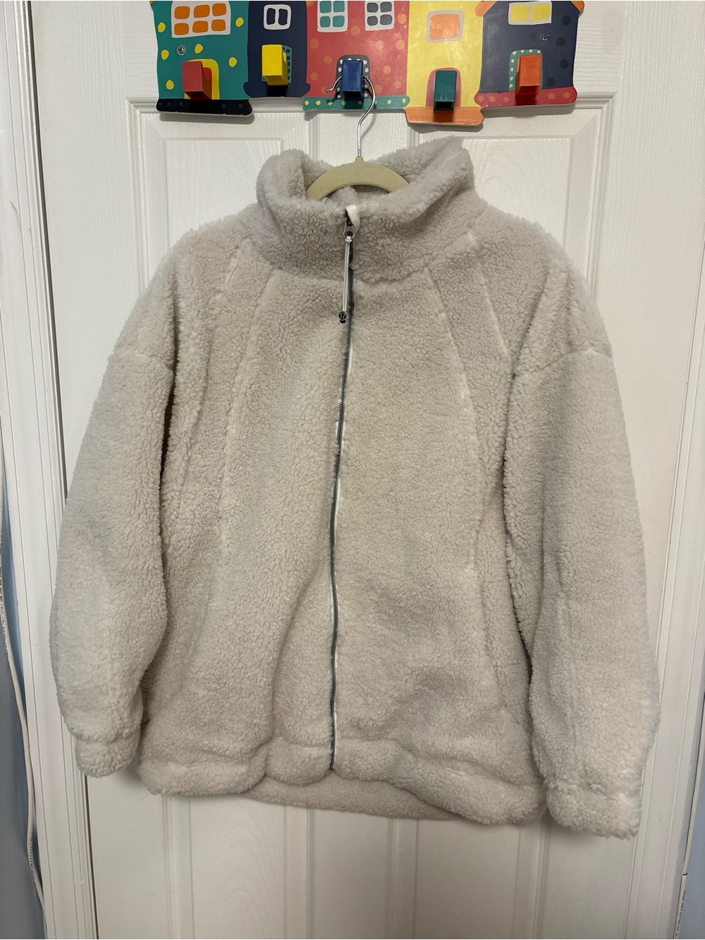 Cream Sherpa Zip-Up Jacket